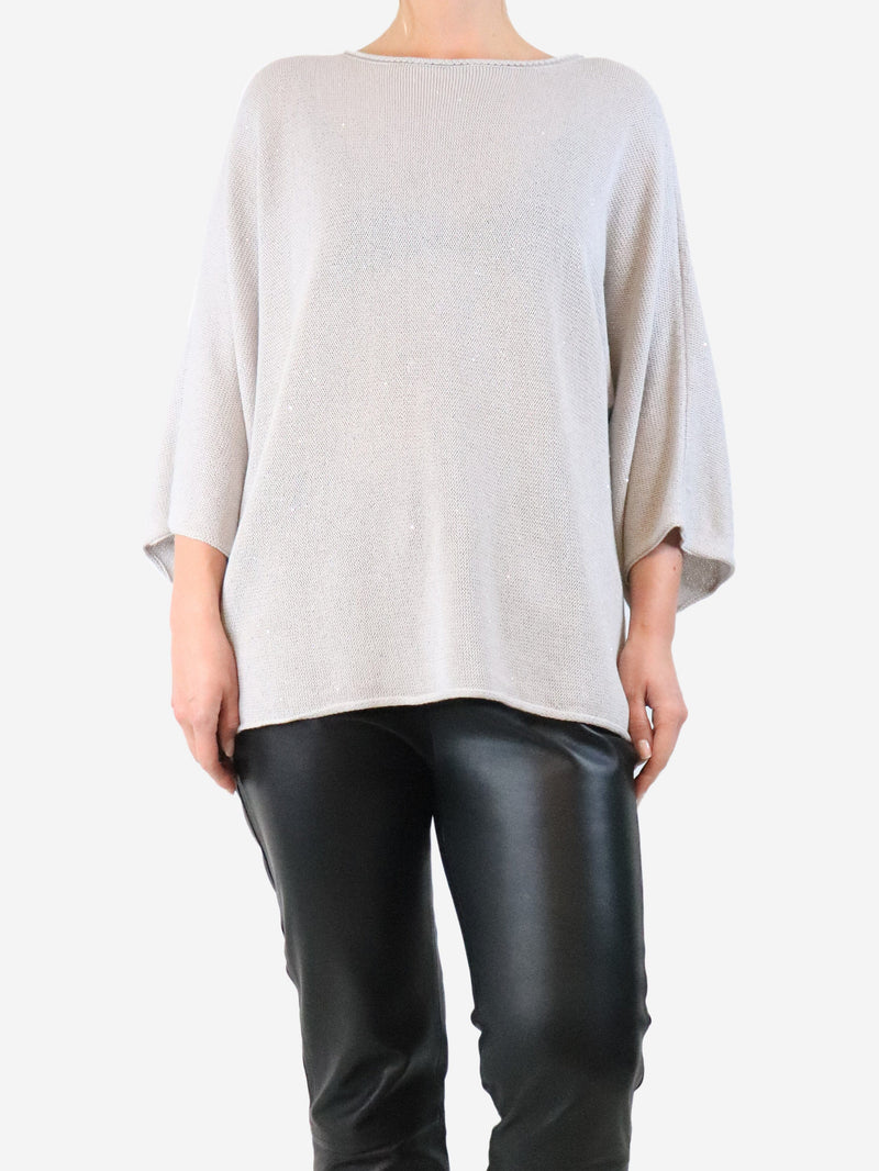 Light grey sequin-embellished sweater - size UK 12 Knitwear Fabiana Filippi 