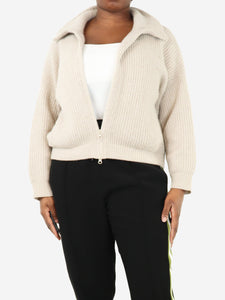 Lisa Yang Neutral ribbed zip cardigan - size L