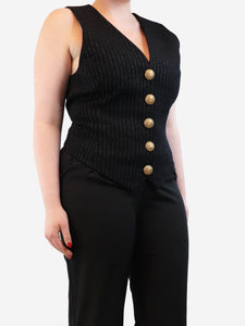 Balmain Black pinstripe waistcoat - size UK 16