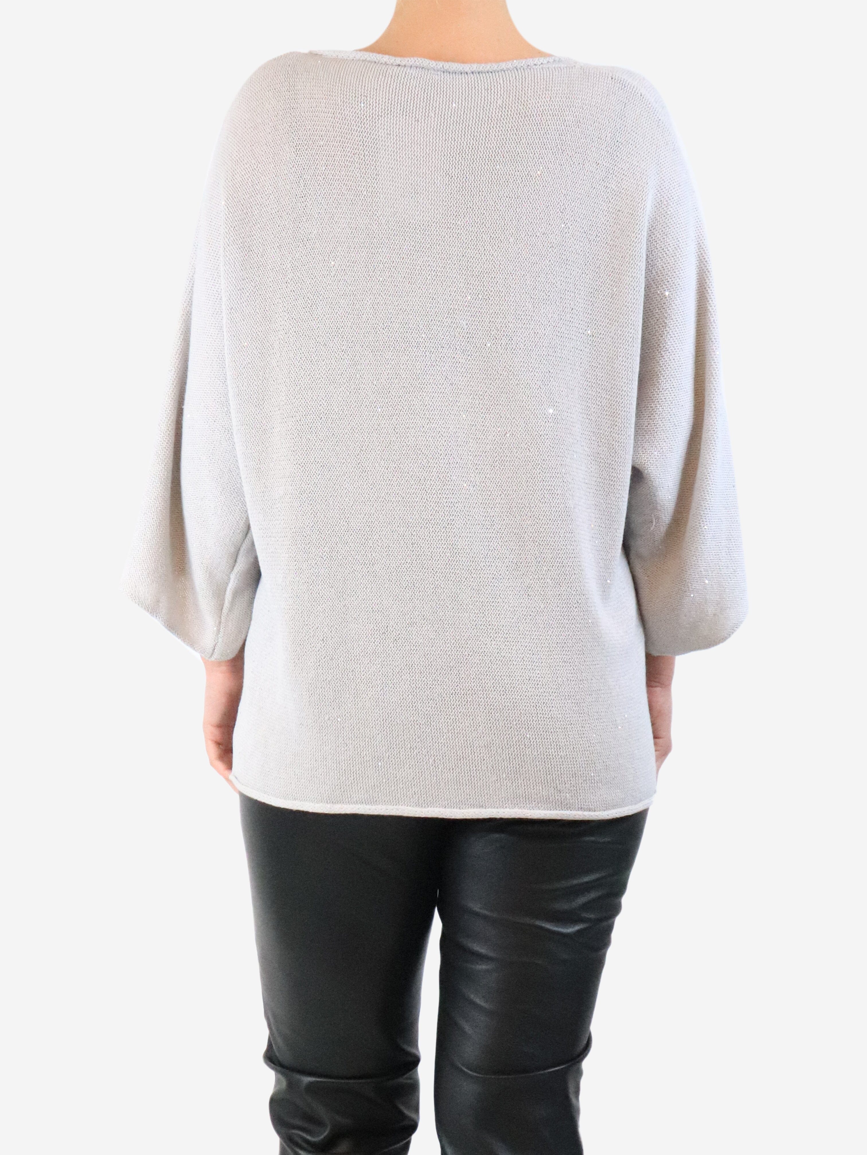 Light grey sequin-embellished sweater - size UK 12 Knitwear Fabiana Filippi 