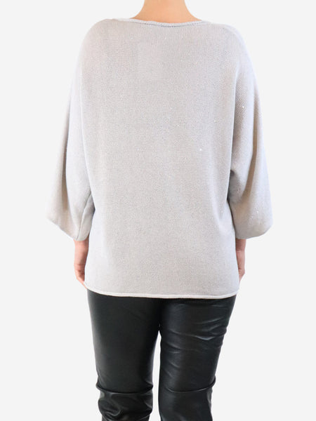 Light grey sequin-embellished sweater - size UK 12 alternate image