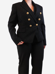 Balmain Black pinstripe blazer - size UK 18