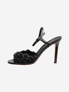 Chanel Black leather floral applique heels - size EU 40 (UK 7)