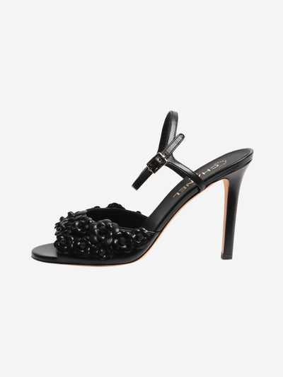 Black leather floral applique heels - size EU 40 (UK 7) Heels Chanel 