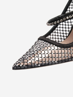Black crystal-embellished mesh pumps - size EU 38 Heels Miu Miu 