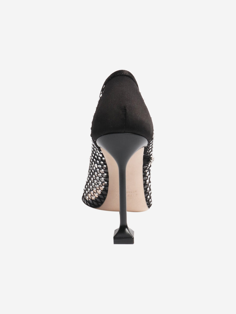 Black crystal-embellished mesh pumps - size EU 38 Heels Miu Miu 