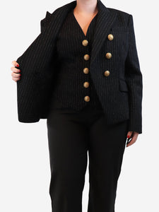 Balmain Black pinstripe blazer - size UK 18