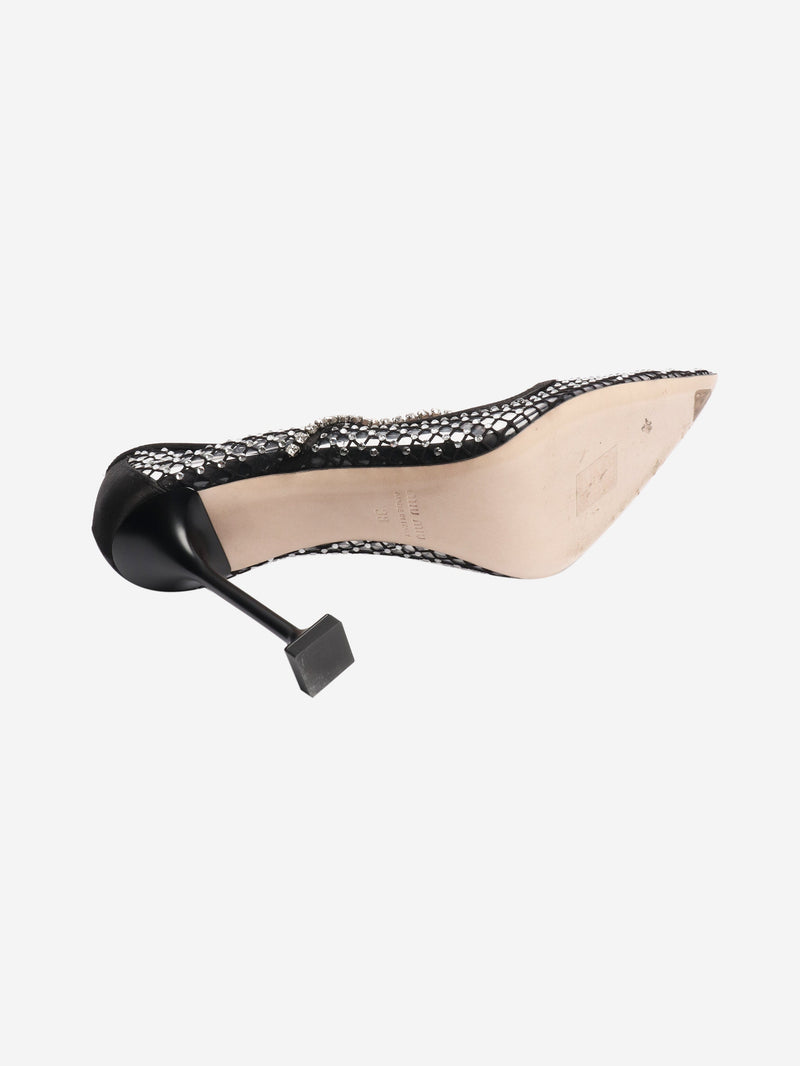 Black crystal-embellished mesh pumps - size EU 38 Heels Miu Miu 