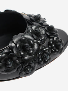 Chanel Black leather floral applique heels - size EU 40 (UK 7)
