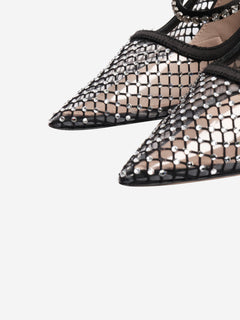 Black crystal-embellished mesh pumps - size EU 38 Heels Miu Miu 
