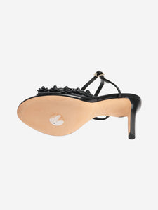 Chanel Black leather floral applique heels - size EU 40 (UK 7)