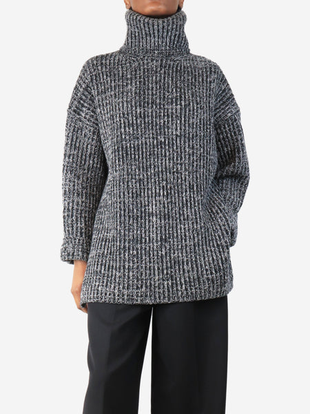 Black and grey chunky knit jumper - size XS product image