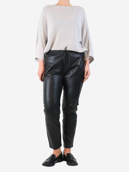 Black leather trousers - size UK 10 alternate image
