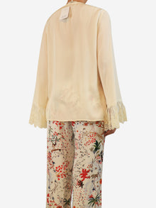 Coconut milk lace-cuffed silk blouse - size UK 8 Tops Chloe 