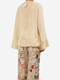 Coconut milk lace-cuffed silk blouse - size UK 8 Tops Chloe 
