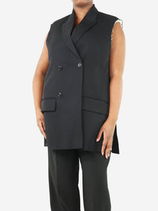 Raey Black sleeveless double-breasted jacket - size UK 14