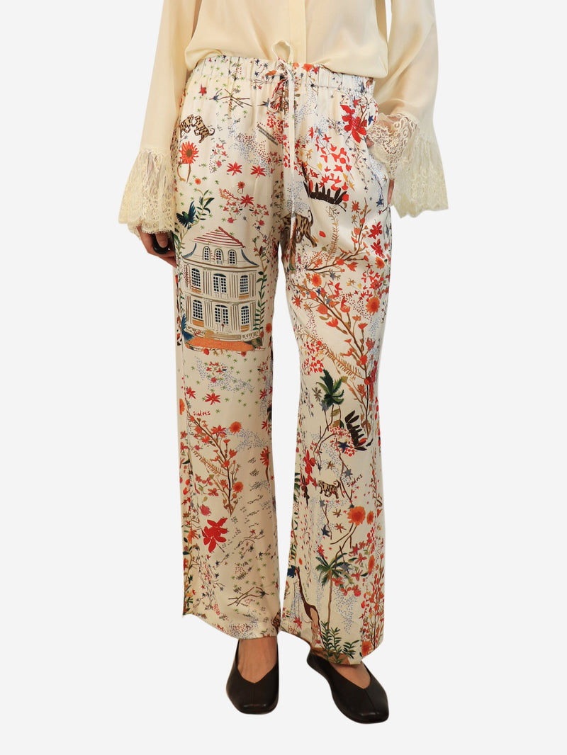 White Nedi printed crepe pants - size M Trousers Siedres 