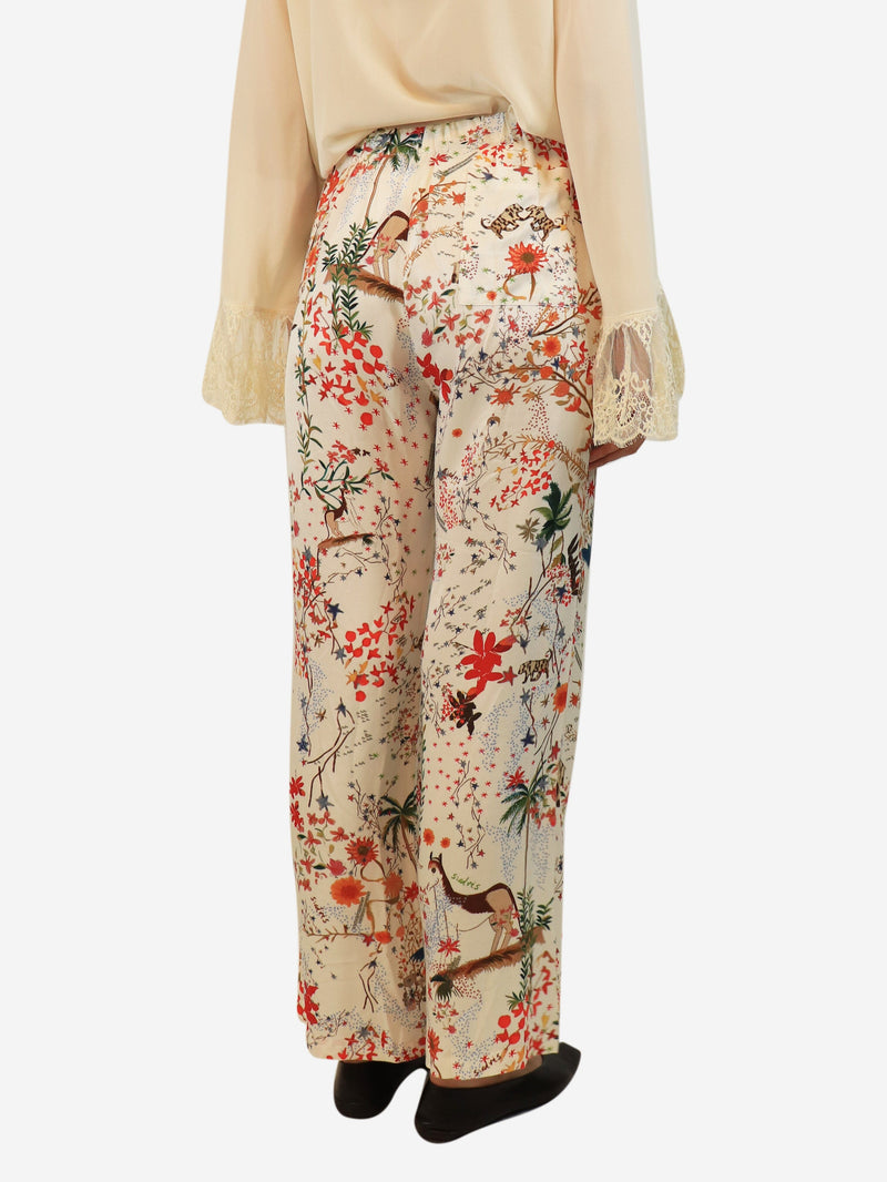 White Nedi printed crepe pants - size M Trousers Siedres 