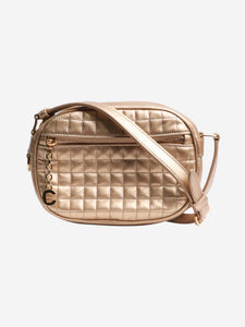 Celine Gold C-charm quilted leather camera bag