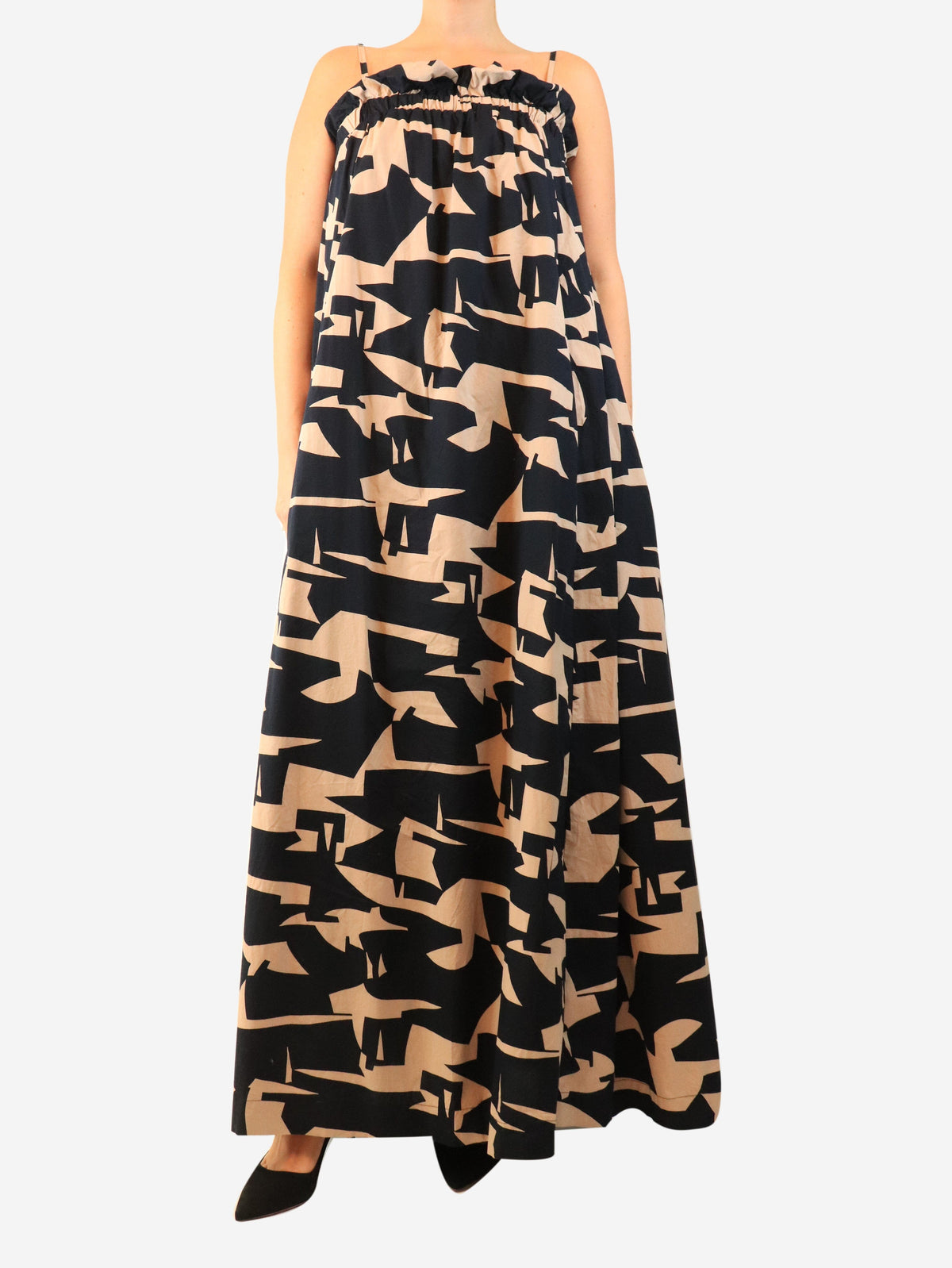 Blush and navy Becha maxi dress - size UK 8 Dresses Essentiel Antwerp 