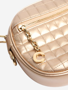 Celine Gold C-charm quilted leather camera bag