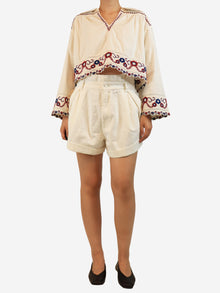 Cream cotton shorts - size UK 14 Shorts Zimmermann 