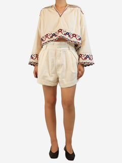 Cream cotton shorts - size UK 14 Shorts Zimmermann 