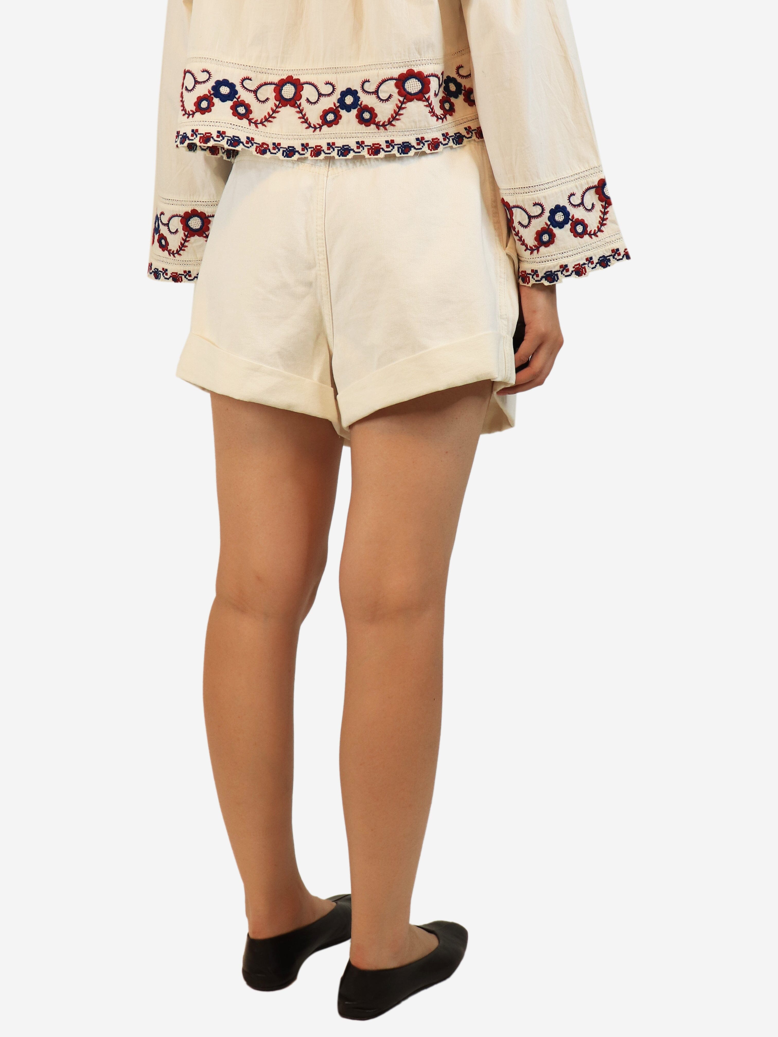 Cream cotton shorts - size UK 14 Shorts Zimmermann 