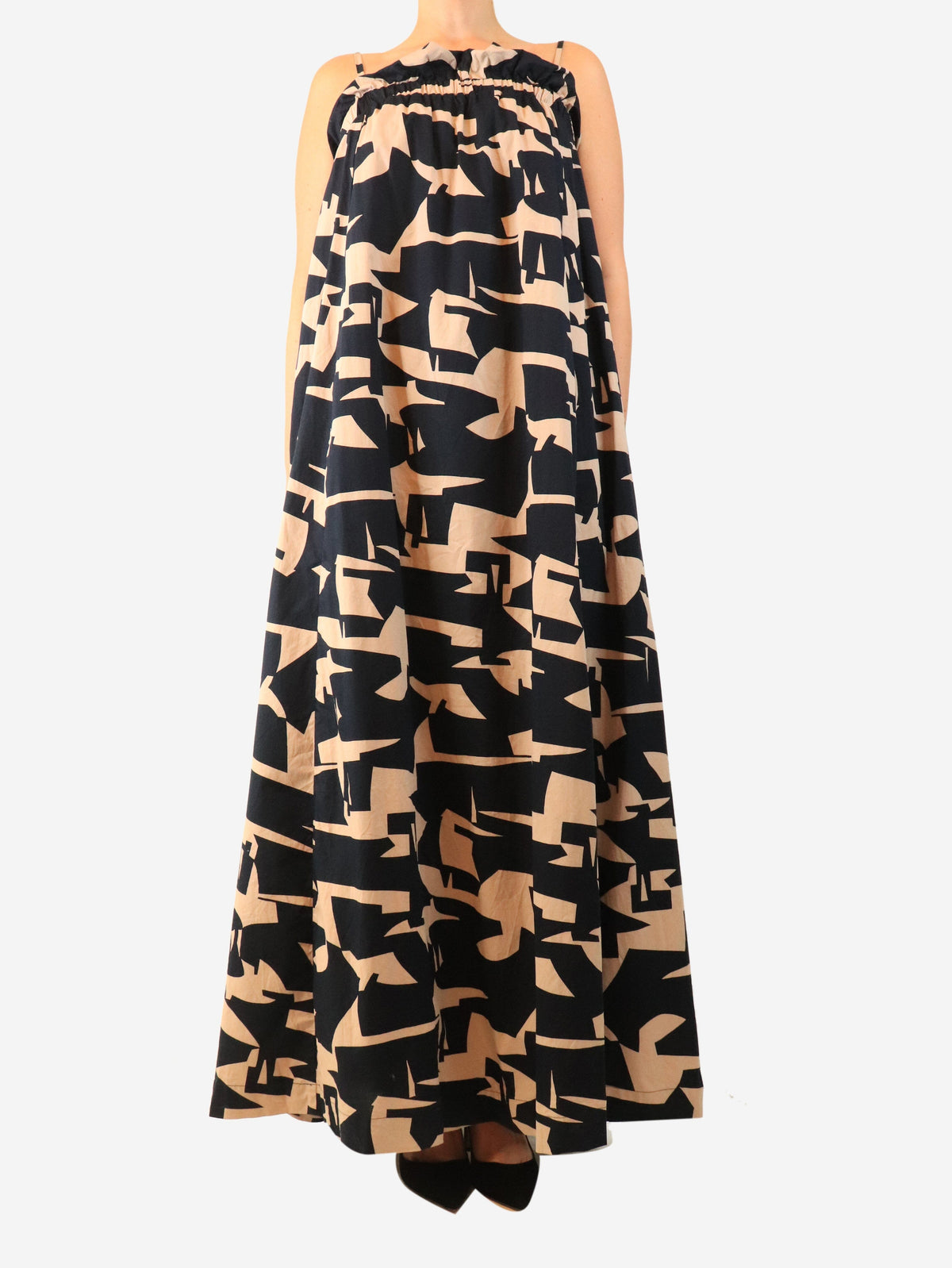 Blush and navy Becha maxi dress - size UK 8 Dresses Essentiel Antwerp 
