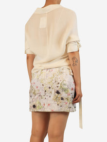 Cream neck-tie blouse - size UK 10 Tops CH Carolina Herrera 
