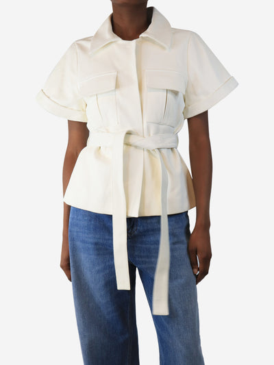 Cream short sleeve belted jacket - size UK 8 Coats & Jackets Skiim 