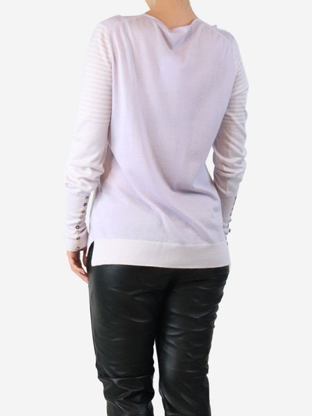 Lilac striped-sleeve knit top - size L alternate image