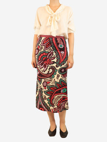 Multicolour printed midi skirt - size UK 8 Skirts Siyu 