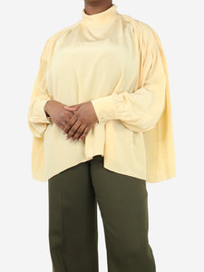 The Row Yellow high-neck silk crepe shirt - size L