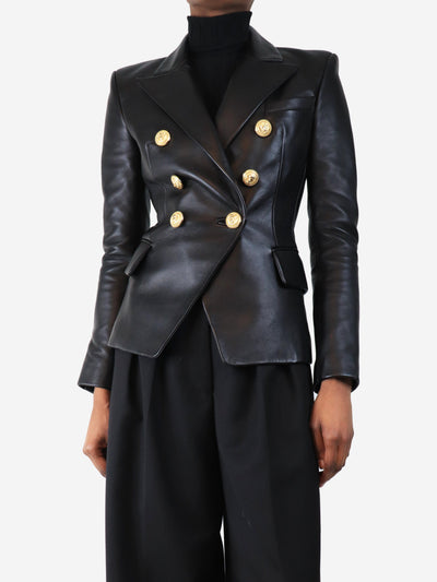 Black double breasted leather blazer - size UK 2 Coats & Jackets Balmain 