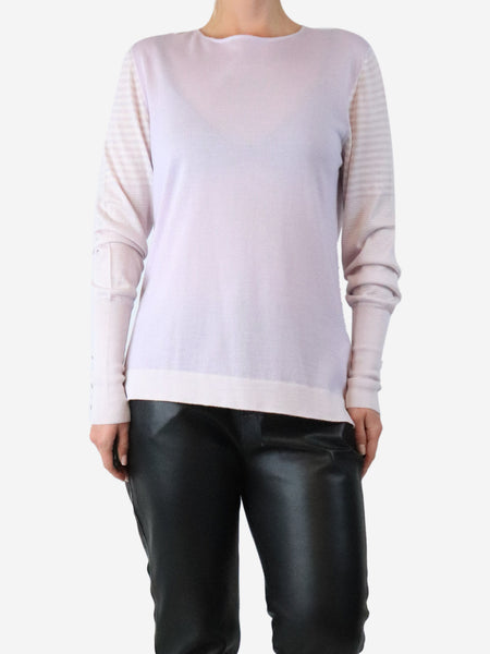 Lilac striped-sleeve knit top - size L product image