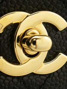 Chanel Black vintage 2002 Caviar leather Kelly top handle bag