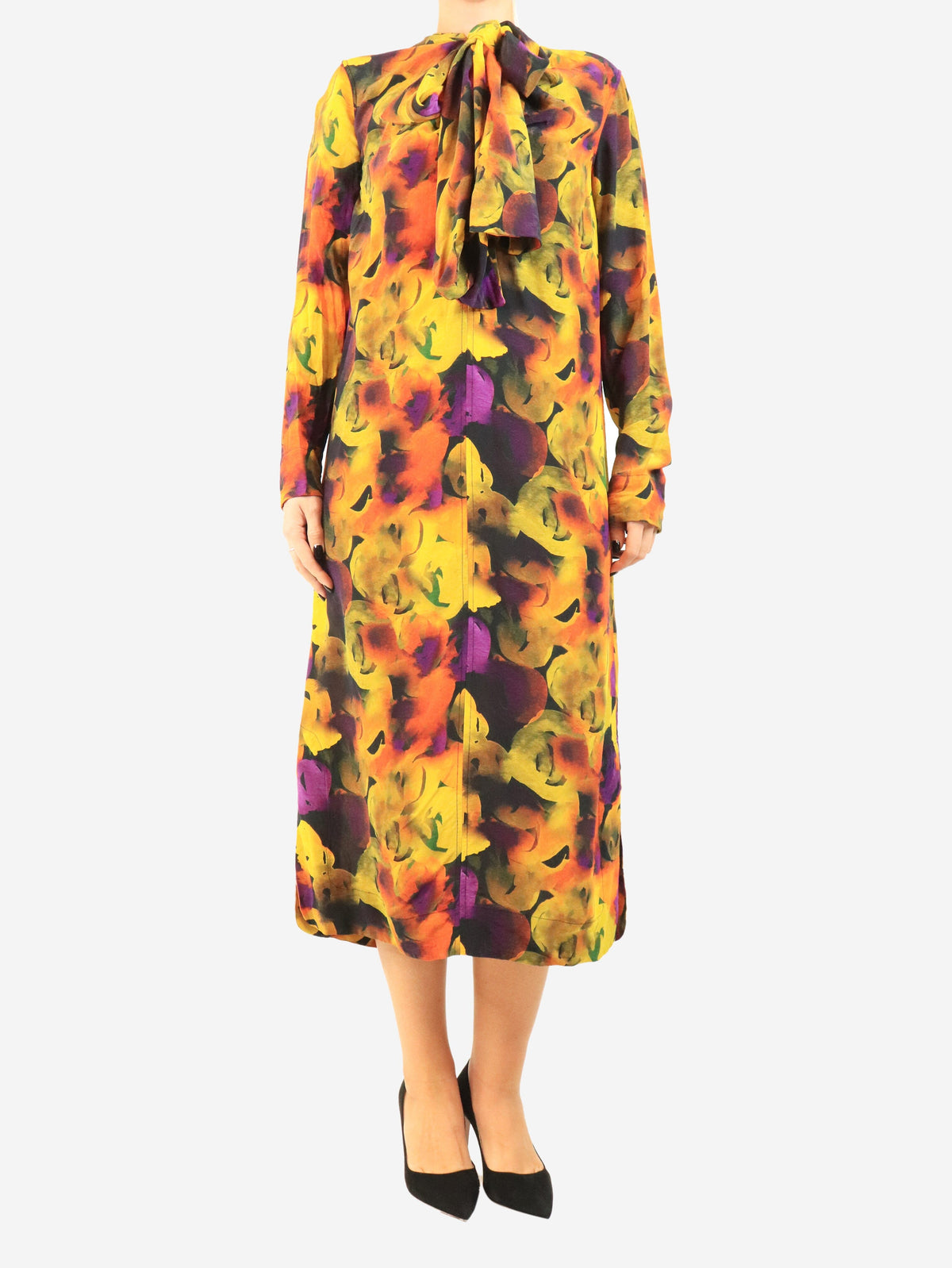 Multicolour floral midi dress - size UK 10 Dresses Ganni 