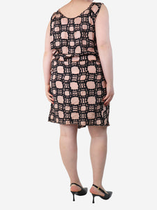 Marni Pink and navy spotty print midi dress - size UK 12