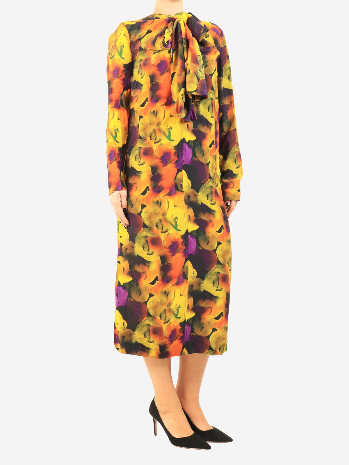 Multicolour floral midi dress - size UK 10 Dresses Ganni 