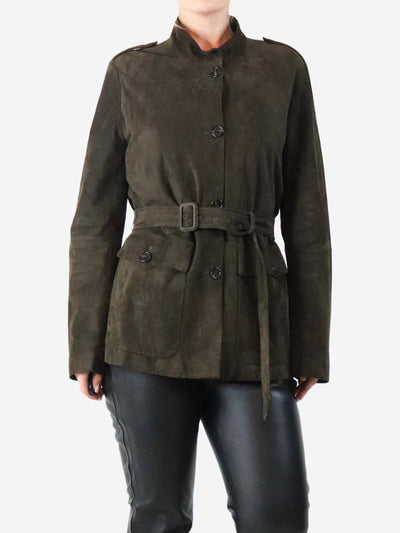 Khaki suede jacket - size UK 12 Coats & Jackets S Max Mara 