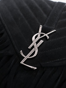 Saint Laurent Black suede fringed shoulder bag