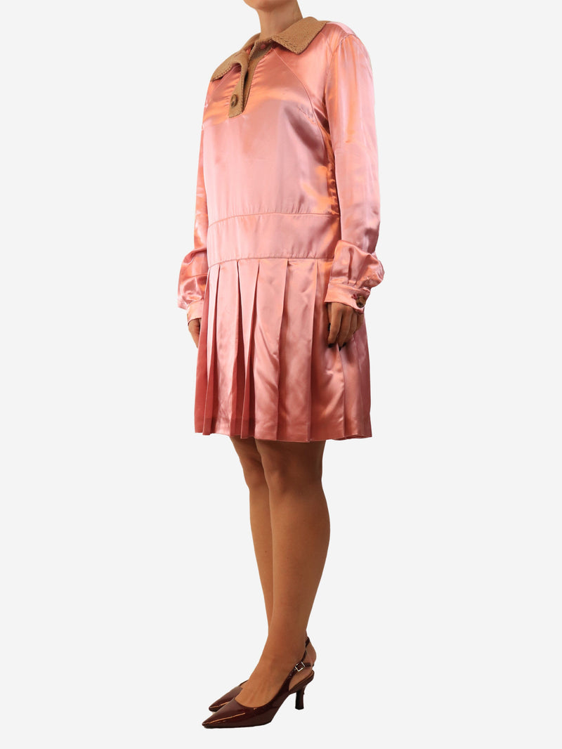 Rosa satin pleated shirt dress - size UK 10 Dresses Miu Miu 