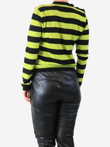 Black and lime striped cashmere sweater - size M alternate image