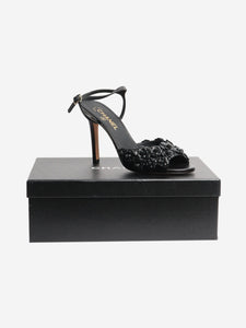 Chanel Black leather floral applique heels - size EU 40 (UK 7)