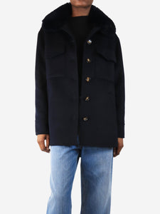 Ava Adore Navy blue wool-blend shacket - size UK 6