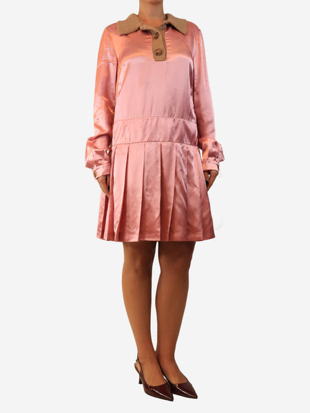 Rosa satin pleated shirt dress - size UK 10 product image