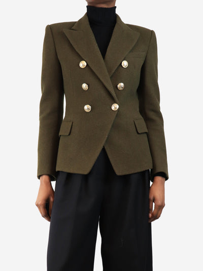 Green double breasted wool blazer - size UK 6 Coats & Jackets Balmain 