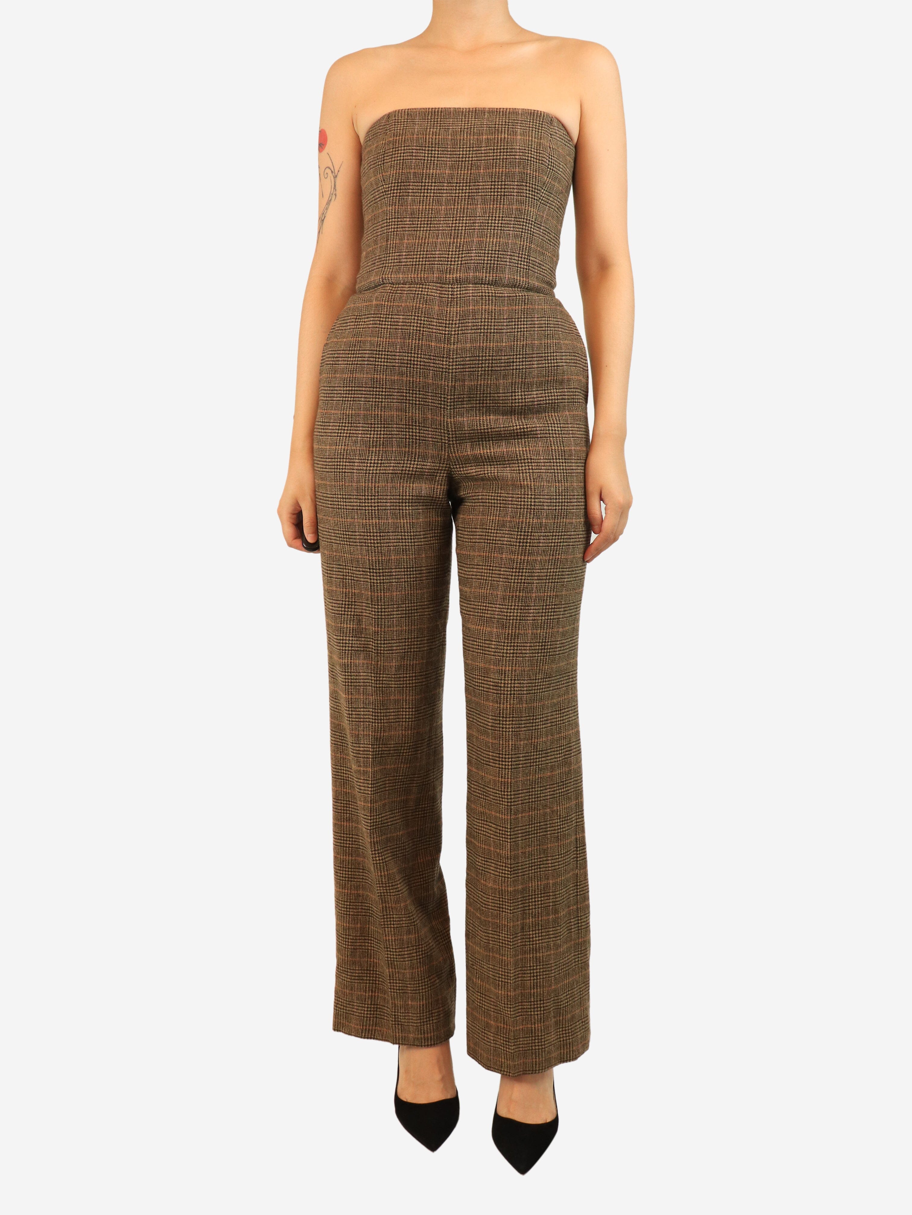 Brown houndstooth strapless jumpsuit - size UK 8 Jumpsuits Ralph Lauren 