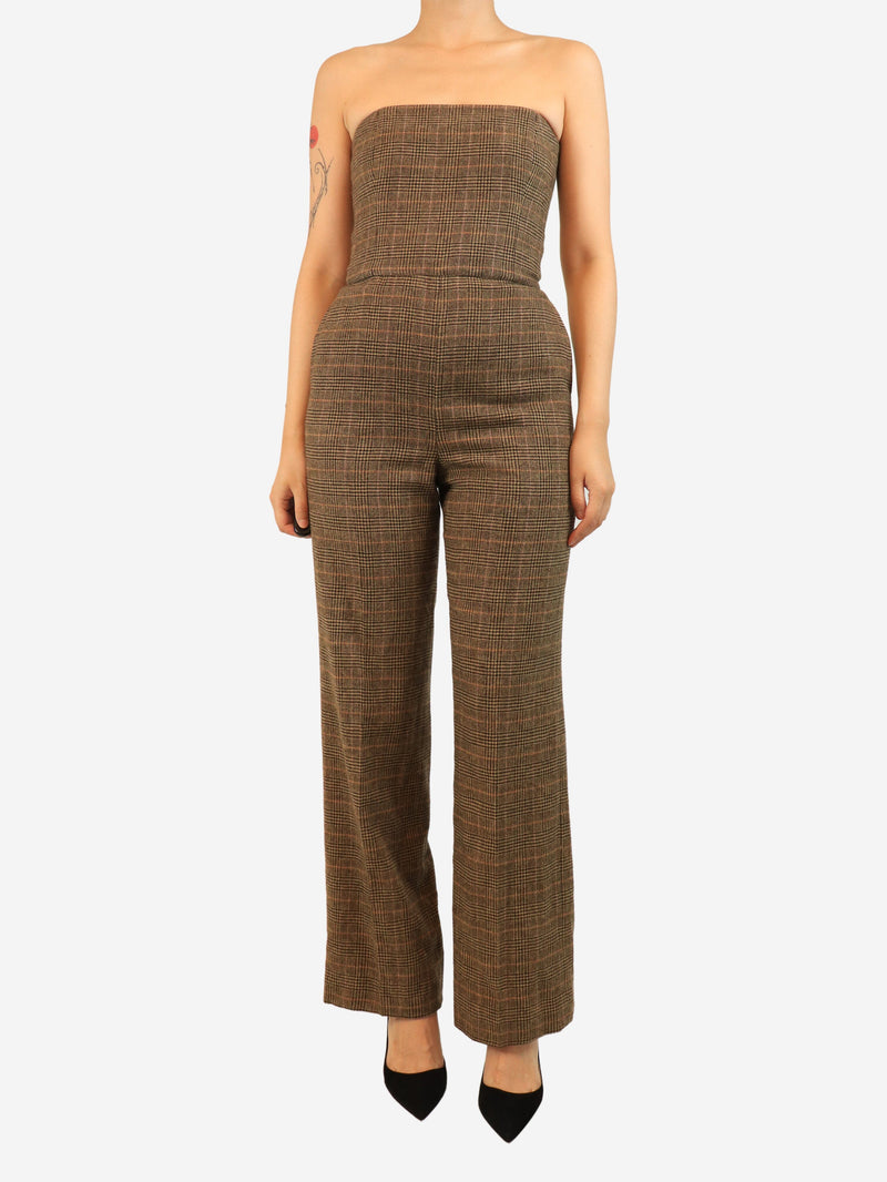 Brown houndstooth strapless jumpsuit - size UK 8 Jumpsuits Ralph Lauren 
